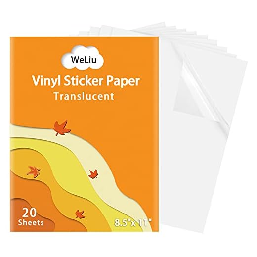 WeLiu Printable Sticker Paper for Your Inkjet Printer - 8.5 x 11 Inches 20 Sheets Translucent Premium Waterproof Sticker Paper - Dries Quickly and Holds Ink Beautifully