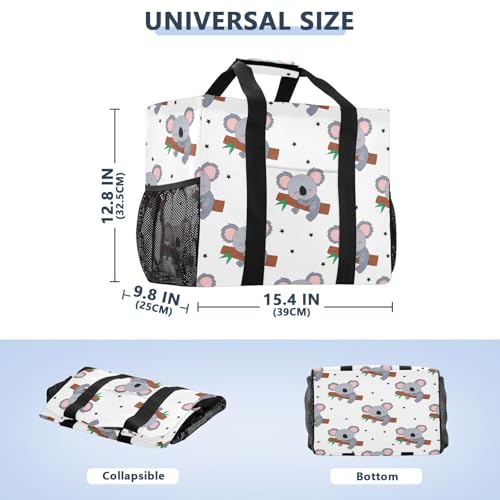 Grey Sleeping Koalas Reusable Grocery Bags Large Tote Bag Waterproof Canvas Organizer for Beach Picnic Laundry Travel3