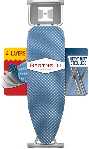 Bartnelli Premium Full-Size Ironing Board 45x15 Inch Large Surface, Integrated Upgraded Iron Rest...