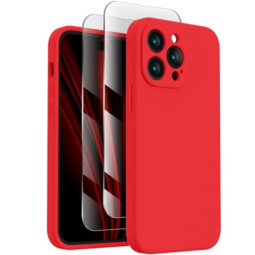 Image of FireNova Designed for iPhone 14 Pro Max Case, Silicone Upgraded [Camera Protection] Case, Soft Anti-Scratch Microfiber Lining Inside, 6.7 inch, Red
