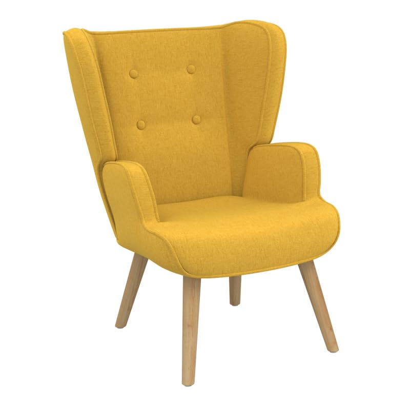 IDMarket - Sillón escandinavo Sven Grand Confort en tejido amarillo