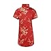 Generic Sales Today Chinese Girls Dress Plum Blossom Qipao Short Sleeve Traditional Cheongsam Chinese New Year Costume (Red, 7-8 Years)