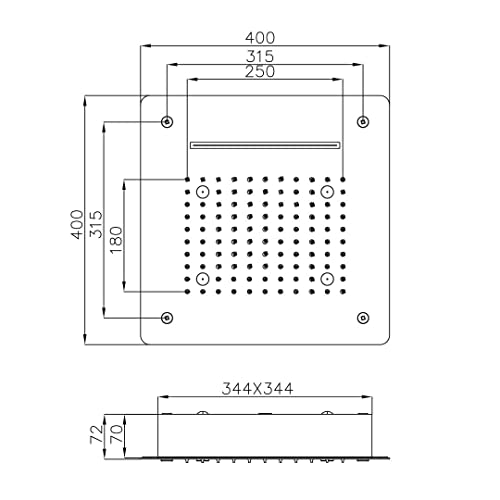 Ogomondo Soffione Led A Soffitto Da Incasso Con Cascata Acciaio Nero Quadro - 3