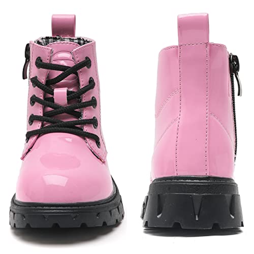 Kkdom Boys Girls Waterproof Lace Up Side Zipper Ankle Combat Boots(Toddler/Little Kid/Big Kid) Pink Us Size 9 M Toddler #TOP5