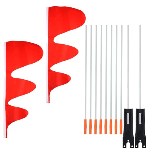 2pcs Bike Safety Flags with Adjustable Poles in 4 Sizes, 23 Inch Dinosaur Tail Shape Flag Weather Proof Obvious Bike Trailer Flag with Pole Connectors Fixings for Kids