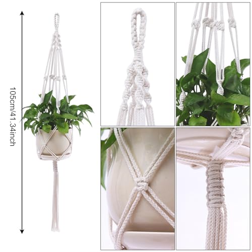 FOSDICK 2 Pieces Macrame Plant Hanger, Hanging Plant Pot Cotton Rope, Boho Hanging Plant Pots Indoor, Hanging Plant Holder - Image 2