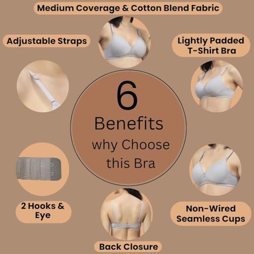 Image of Floret Women's Convertible-Straps T-Shirt Bra Lightly Padded & Non-Wired Medium Coverage Bra