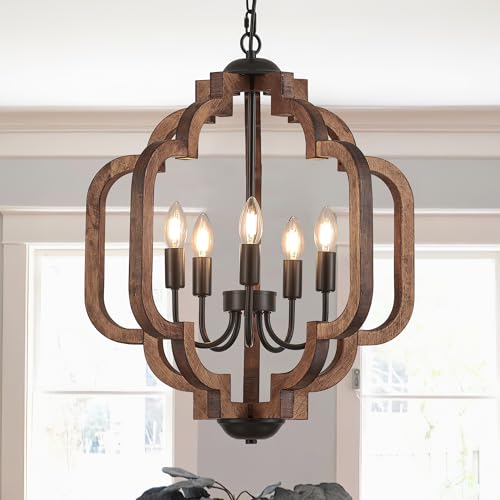 lighceac 20.5" Farmhouse Vintage Chandelier 5-Light for Dining Room Rustic