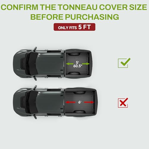 Image of AUTOSAVER88 Low-Profile Hard Tri Fold Truck Bed Tonneau Cover Fit for Ford Ranger 2019 2020 2021 2022 2023 with 5ft Bed