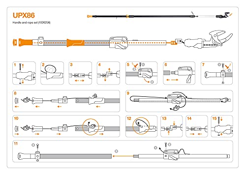 Original Ersatz-Griff und Seil für Fiskars Bypass Teleskop-Schneidgiraffe UPX86, Schwarz/Orange, 1026296