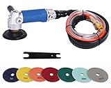 Air Wet Polisher, 4' Pneumatic Water Sander 5500Rpm with 7 Pieces 4' Wet/Dry Polishing Pads for...