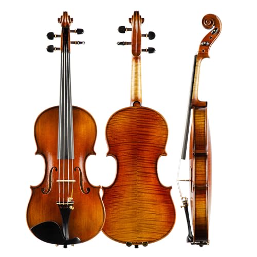 Christina S300A 4/4 Full Size Violin Kit for Adults & Students, Handcrafted Acoustic Violin, Spruce Maple, Ebony Fittings, Italian Varnish, Pirastro Tonica Strings (3/4)