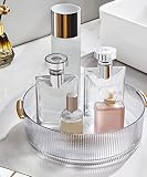 Lazy Susan Turntable Organizer,9inch Clear Rotating Bathroom Vanity Tray for Counter,Makeup Perfume
