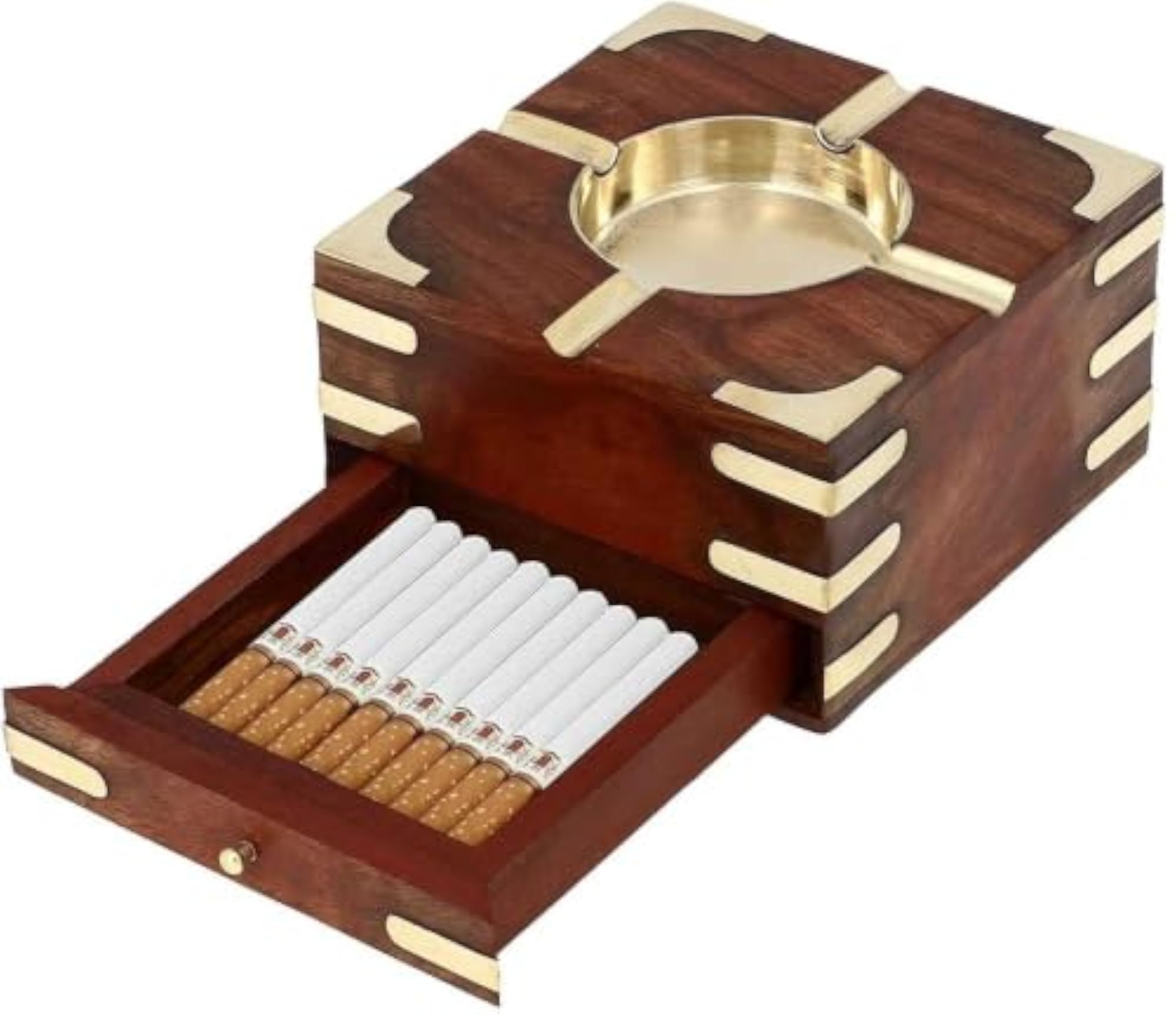 Large Decorative Ashtray with Cigarette Storage Case