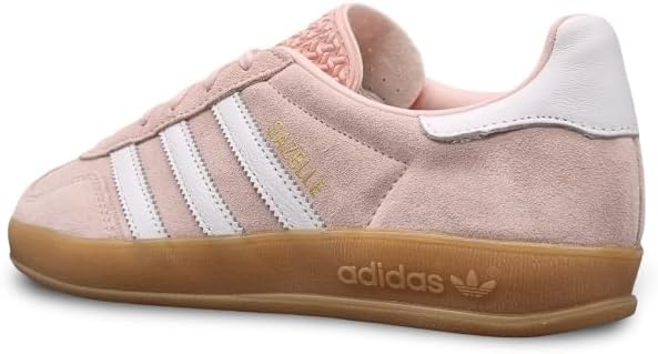 adidas Gazelle Indoor Womens Shoes, Sandy Pink/Cloud White/Gum, Size 8.5