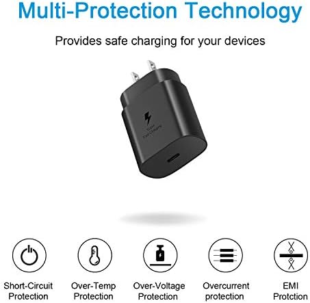 USB C Fast Charger, 2Pack 25W Type C Fast Charger Wall Charger Super Fast Charging Block for Galaxy S24 S23 S22 S21 S20 Ultra S10 S9, Note 20 10 9, with 6ft USB C to Type C Cable 25W Charger Adapter - 3
