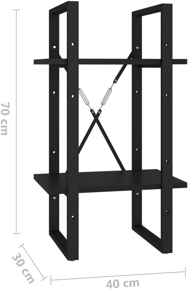 vidaXL Bookshelf, Storage Shelf Bookcase, Display Shelf, Household Shelf Freestanding Shelving, Scandinavian Style, Black Engineered Wood