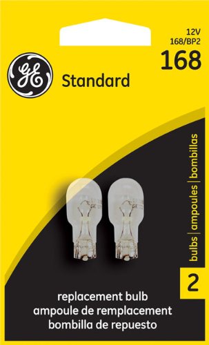 6 Pack GE Lighting 168/BP2 Automotive Courtesy, License Light Miniature Bulb (12327) 2 Lamps per Blister