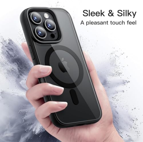 Image of DIZORO Compatible iPhone 16 Pro Max Case,Compatible with Mag Safe, Non Yellow Military-Grade Drop Protection & Hard PC Back Cover Slim Transparent Anti-Scratch Shockproof Phone Case - Black