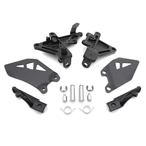 Httmt- Black Motorcycle Front Assembly Driver Footpeg Foot Rest Pedals Frontset Foot Step Frame Bracket Kit Compatible With 2011-2020 Ninja Zx-10R Kawasaki (Color:black) [P/N: Mt390-045-Bk] #TOP4