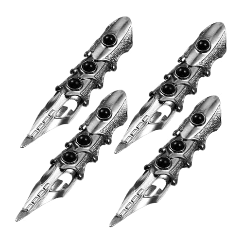 BESPORTBLE 4 Piezas Anillo de Dedo con Articulación Móvil Diseño Gótico Punk con Garra para Cosplay Disfraz y Fiestas Temáticas Anillos Metálicos Duraderos para Hombre y Mujer
