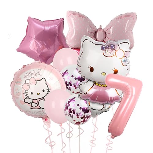 Cartoon Party Balloons Cute Number 1 Balloon Pink Thematic Foil Balloons for Party Decorations (Pink7)