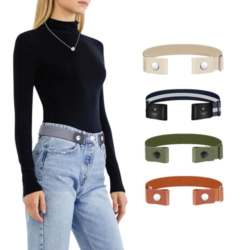 Image of TOURZOO Belts for Women /Men Buckle Free Elastic Belt Invisible No Buckle Stretch Waist Belt For Jean Pants,Dresses,No Bulge