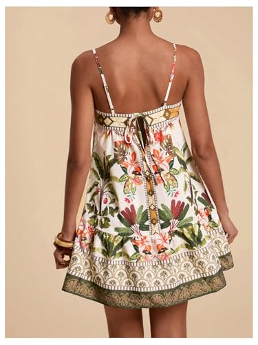 Image of Floerns Women's Sleeveless Cami Dress Floral Flounce Hem Summer Short Dresses