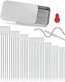 FIVEIZERO 80/40 PCS Premium Stainless Steel Sewing Needles, 7 Sizes Large Eye Sewing Sharp Needles, Leather Needle Embroidery Thread Needle with Threaders for Handsewing Art Crafts