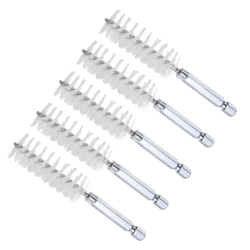 CoCud Cepillo para Agujeros Diámetro de 18mm Longitud de 4 Pulgadas Cerdas de Nylon con Vástago Hexagonal de 1/4' - (Aplicaciones: Taladro Eléctrico Amoladora) 5 Piezas