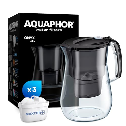 AQUAPHOR Water Filter Jug Onyx Black 4.2L with 3 x Maxfor+ Cartridges