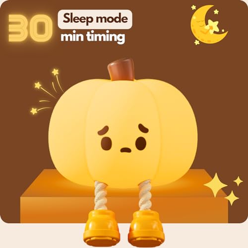 Eirix Pumpkin Night Light: Cute Pumpkin Decor Silicone Rechargeable Night Lamp With 3 Level Dimmable Bedside Lamp Halloween Night Light Nursery Nightlight Dorm Decor thumb #3