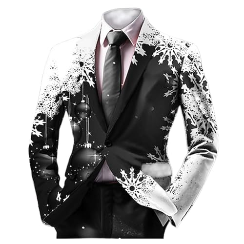 Elegant Men's Christmas Blazer Jacket with Fur - Navy & Black Suit Jacket for Men - Big & Tall, Lightweight & Slim Fit - Sports Striped Buttons for Tuxedo