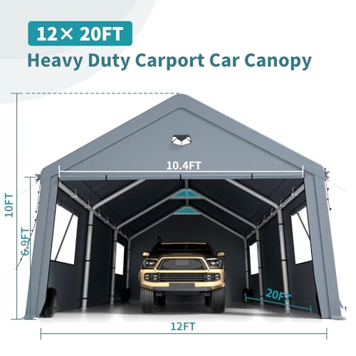 Sannwsg 4X-FI0J-SPJP 12X20Ft Heavy Duty Carport Canopy,Extra Large Portable Car Tent Garage thumb #1