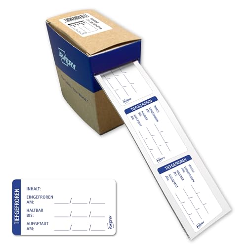 AVERY Zweckform Gefrieretikett Lebensmittel HACCP (65 x 35 mm 200 Etiketten auf Rolle kältefest vorbedruckt permanent) ETICOLD.DE