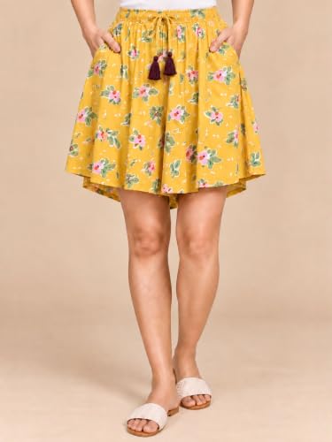 Image of B STORIES Women's Viscose Printed Lounge Culotte Shorts (Pack of 2)