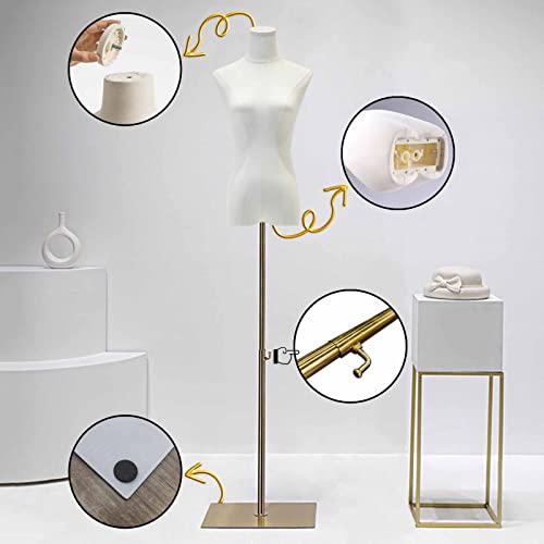 Amsxnoo Female Mannequin Dress Form, Adjustable Height Model Body Display Torso With Metal Square Base Stand, Multipurpose Body Manikin For Dress Jewelry Sewing Clothing (Color : White, Size : A) #TOP2