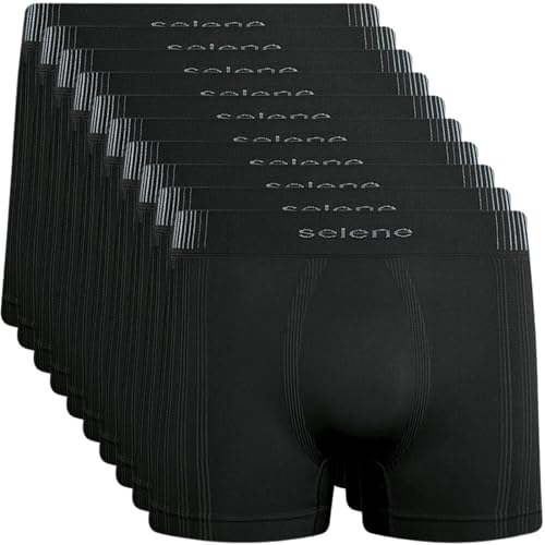SELENE Kit 10 Cuecas Boxer Sem Costura Dry Fast Esportiva Cós 40mm Box Masculina, 10 Preto, G