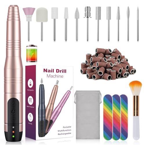 CAVN Kabellos Elektrische Nagelfräser, 11 in 1 Profi Maniküre und Pediküreset, Tragbar Nagelfeile für Gelnägel und Acrylnägel, Nagelformen, Entfernen von Hornhaut