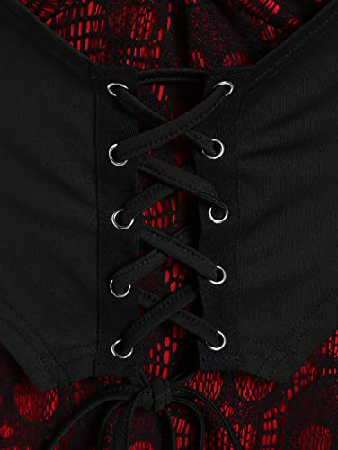 Rosegal Womens Plus Size Gothic Bell Sleeve Skull Lace Handkerchief Tee3