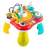 Sailozai音楽学習机、早期発育活動おもちゃライト付き多機能感覚音指先トレーニング誕生日プレゼント、多機能ゲーム積み木テーブル (YN 901ベーシックレッド)