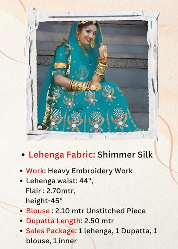 Image of Heavy Embroidery Work Semi Stitched Shimmer Silk Rajputi Poshak For Women Rajasthani Lehenga Choli