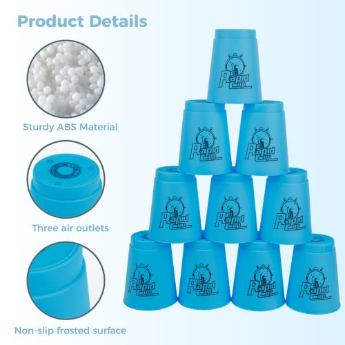 Joyibay 12Pcs Sports Stacking Cups, Fast Paced Fun Game For Challenge Competition, Speed Training Game, Travel Party Gift For Kids And Adults, Blue #TOP2