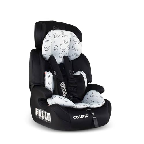 Cosatto Zoomi Toddler Car Seat & Booster Seat | 9 Months-12 Years | 5 Point Anti-Escape Harness, Adjustable Headrest, Removable Washable Covers - Forward Facing for Group 123 (Foxed)