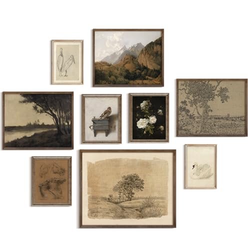 9Pcs Vintage Gallery Wall Art Decor Prints Neutral Farmhouse Wall Decor Nature...