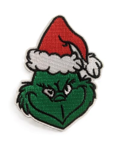 Christmas Green Monster Embroidered Iron on/sew on Patch - 2.2 x 2.7