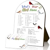 What's Your Bird Name Game Set, Bird Watching Party Decorations for Kids and Adults, Nature Lovers Activity Supplies, Classroom Educational Games, A Wooden Sign and 30 Stickers Cards