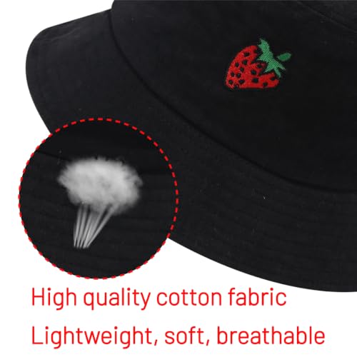 Image of Cotton Bucket Hat for Women Men Summer Travel Sun Beach Bucket Cap, Unisex Outdoor Fisherman Hat