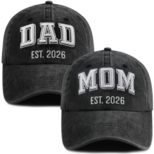 SHANVANKE New Parents Gifts 2026 for Men Women 2Pcs New Mom and Dad Hats Baseball Cap Funny Christmas Birthday Pregnancy Gifts for First Time Mom Dad