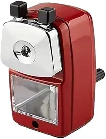 Apontador De Lapis, Com Manivela E Recipiente Coletor(Vermelho)